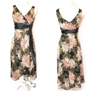 Evan Picone floral chiffon sleeveless mid-length dress, 6P